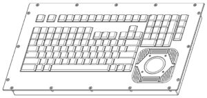 121-key Panel Mount Keyboard with 2-inch Trackball and Numeric Keypad