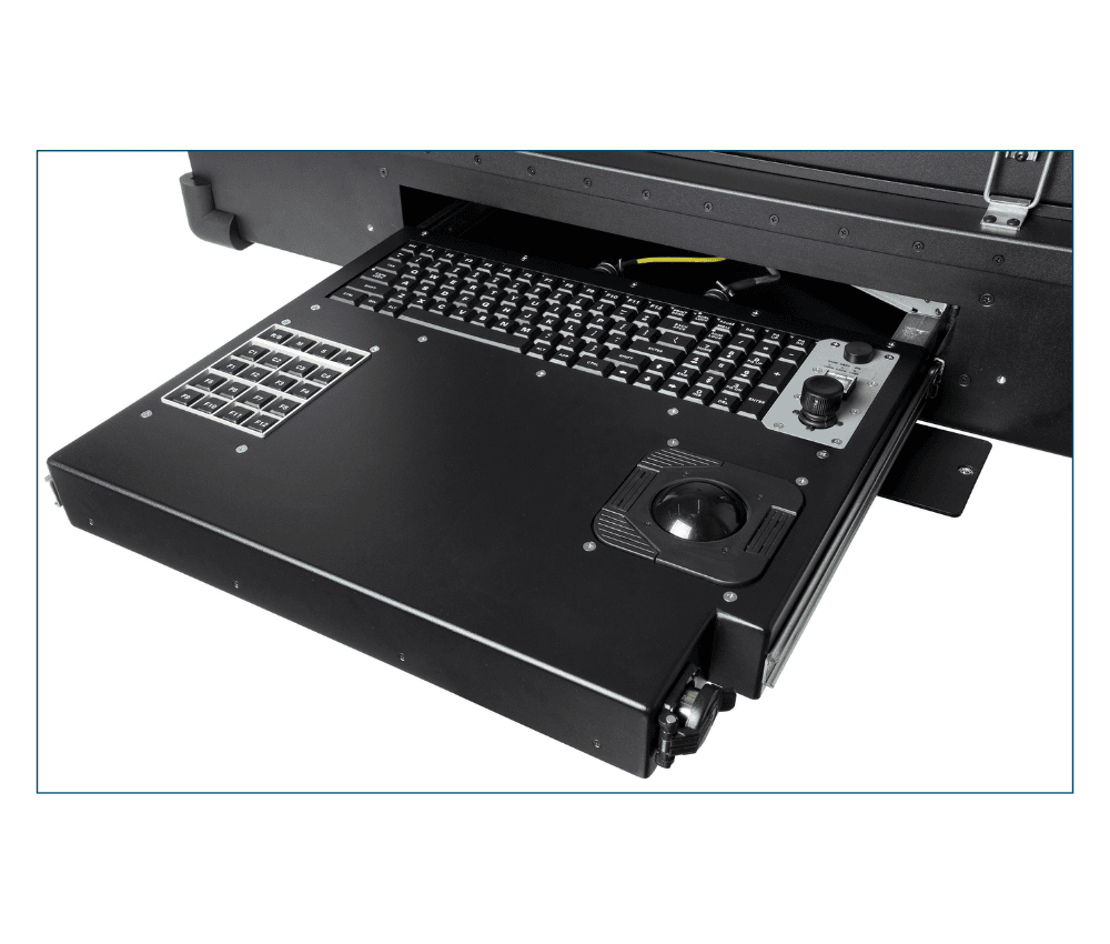 Tactical ThreeView keyboard and trackball close-up Tactical ThreeView keyboard and trackball close-up