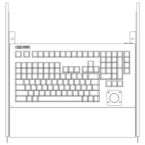 Drawing of 121-key Rack Mount Keyboard with Trackball