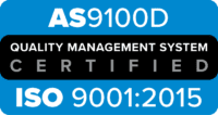 Graphic of AS9100d & ISO 9001:2015 QMS Certified Mark
