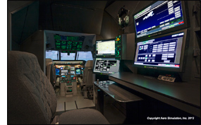 photo of Saber Standalone monitors in aircraft simulation cockpit