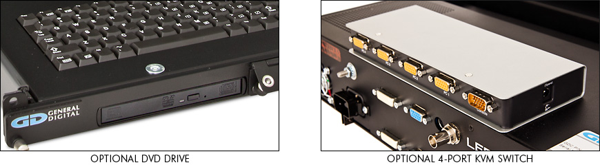 TwoView integrated peripherals include DVD drive and 4-port KVM switch