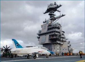 Photo of aircraft carrier deck, USS Gerald R Ford