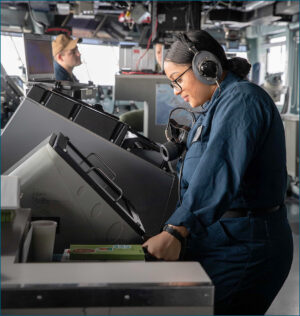 Operations Specialist aboard USS George H.W. Bush using Saber PanelMount