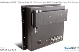 Photo of Saber RackMount 901E 19.0" - Rear view of mil-spec LCD monitor showing optional components