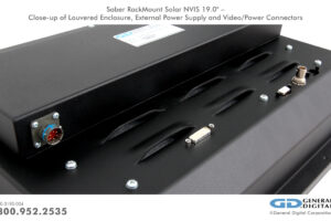 Photo of Saber RackMount Solar NVIS 19.0" - Close-up of power supply, connectors and louvered enclosure