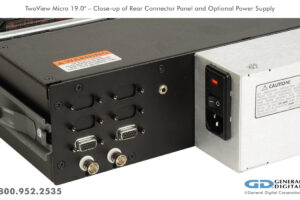 Photo of TwoView Micro 19.0" rear connector panel and optional power supply